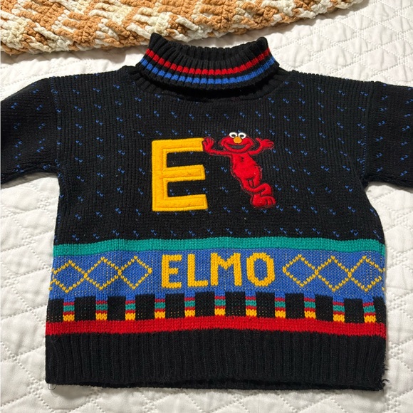 Vintage Sesame Street Elmo Colorblock Turtleneck Sweater - Picture 2 of 12